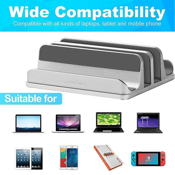 Double-slot Adjustable Vertical Laptop Stand Designed Desktop Holder Carousel 5