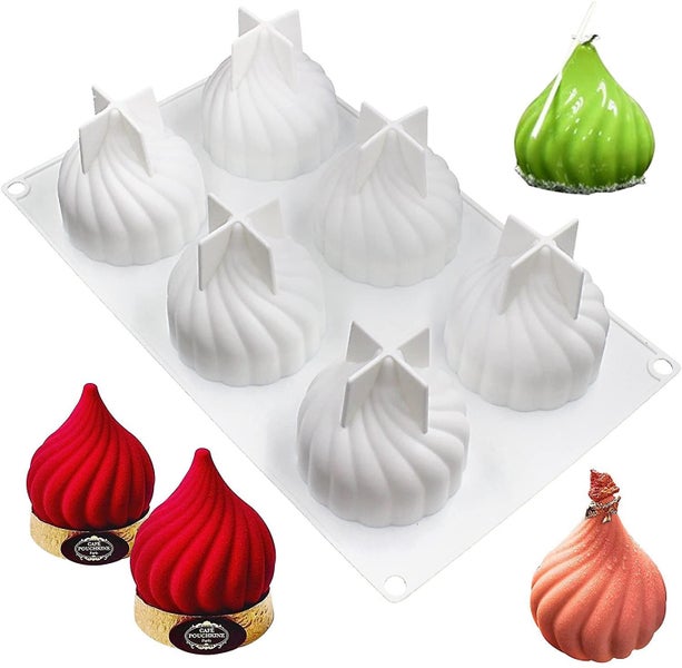 Funshowcase Large 6 Cavities Spiral Dome Silicone Mold Tray Per Cavity 2.6x2.6x2 Carousel 1