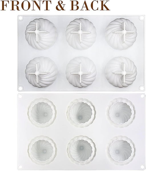 Funshowcase Large 6 Cavities Spiral Dome Silicone Mold Tray Per Cavity 2.6x2.6x2 Carousel 2