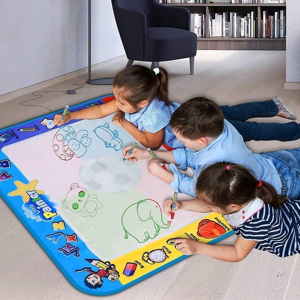 Coloring Mat,kids Toys Large Water Painting Mat,toddlers Doodle Pad With 4 Color Carousel 1