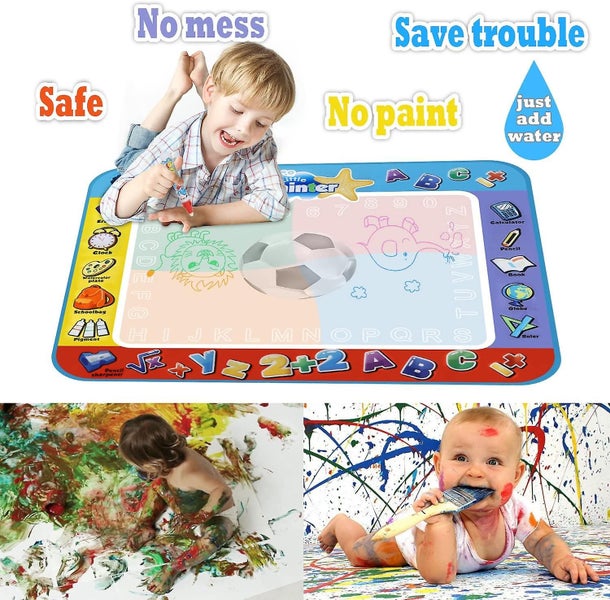 Coloring Mat,kids Toys Large Water Painting Mat,toddlers Doodle Pad With 4 Color Carousel 2