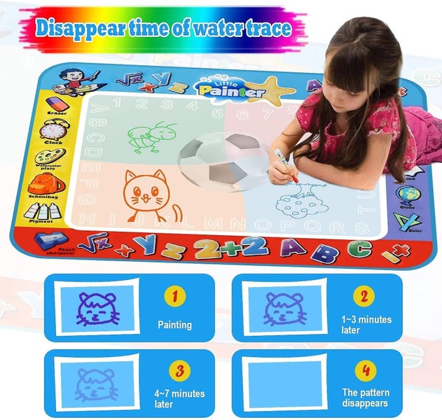 Coloring Mat,kids Toys Large Water Painting Mat,toddlers Doodle Pad With 4 Color Carousel 3
