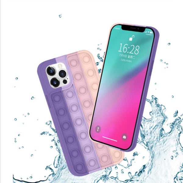 Bubble Sensory Fidget Toy Phone Case, 3d Soft Silicone Rainbow Color Simple Dimp Carousel 1