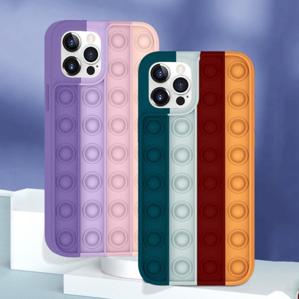 Bubble Sensory Fidget Toy Phone Case, 3d Soft Silicone Rainbow Color Simple Dimp Carousel 5