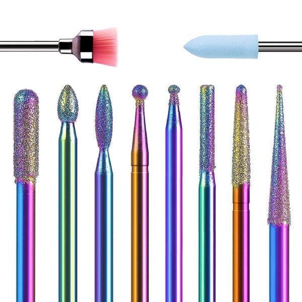 10pcs Diamond Nail Drill Bit Set, Professional Cuticle Nail Drill Bits Kit For A Carousel 2