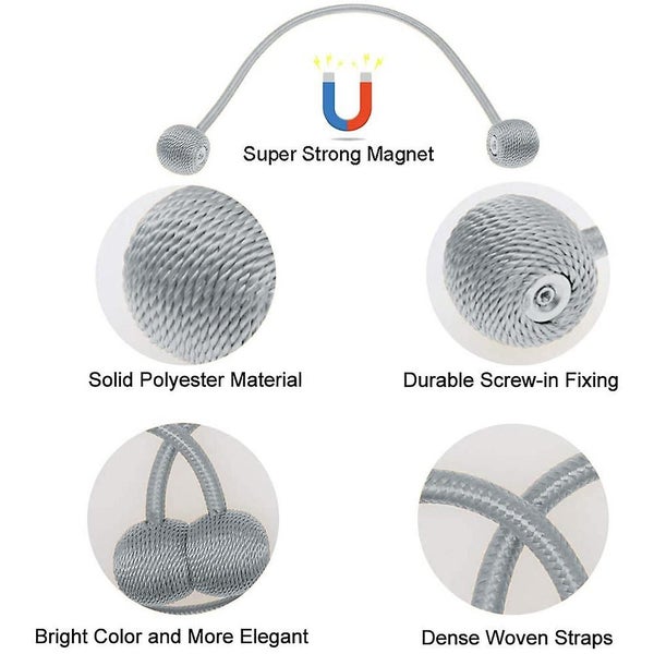 2 Pieces Magnetic Curtain Tiebacks Curtain Clips Rope Holdbacks ,grey Carousel 5