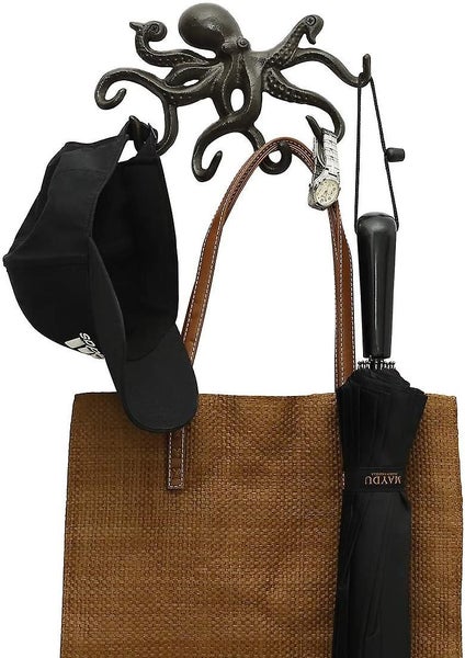 Chasbete Key Hooks For Wall, Octopus Decor Key Holder, Rustic Heavy Duty Towel H Carousel 2