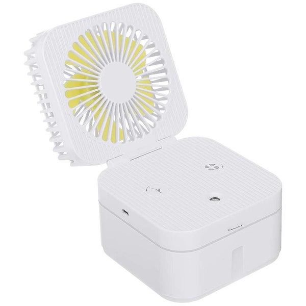 Ultrasonic Cool Mist Humidifier With Fan,small Personal Desktop Air Misting Fan Carousel 1