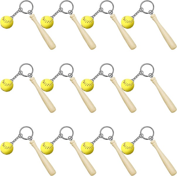12 Pieces Softball Keychain Mini Wooden Bat Softball Keyring Softball Keychains Carousel 1