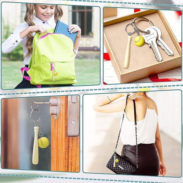 12 Pieces Softball Keychain Mini Wooden Bat Softball Keyring Softball Keychains Carousel 2