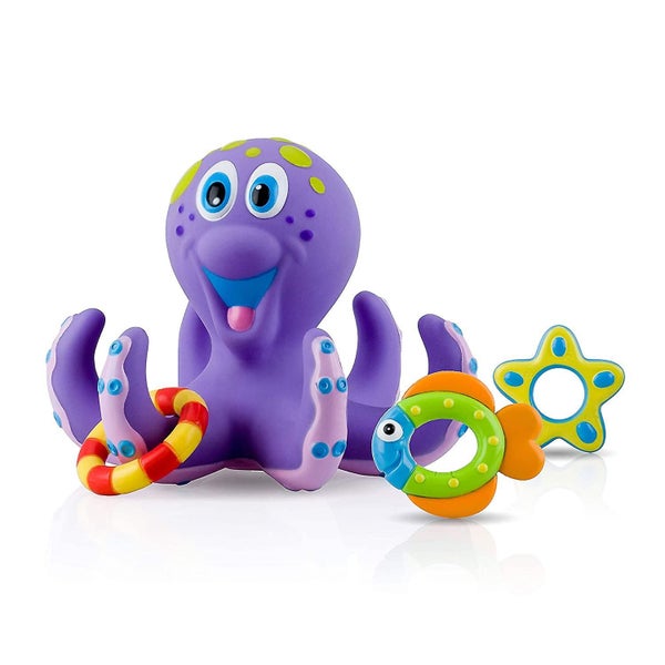 Floating Purple Octopus With 3 Hoopla Rings Interactive Bath Toy Carousel 1