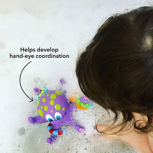 Floating Purple Octopus With 3 Hoopla Rings Interactive Bath Toy Carousel 3