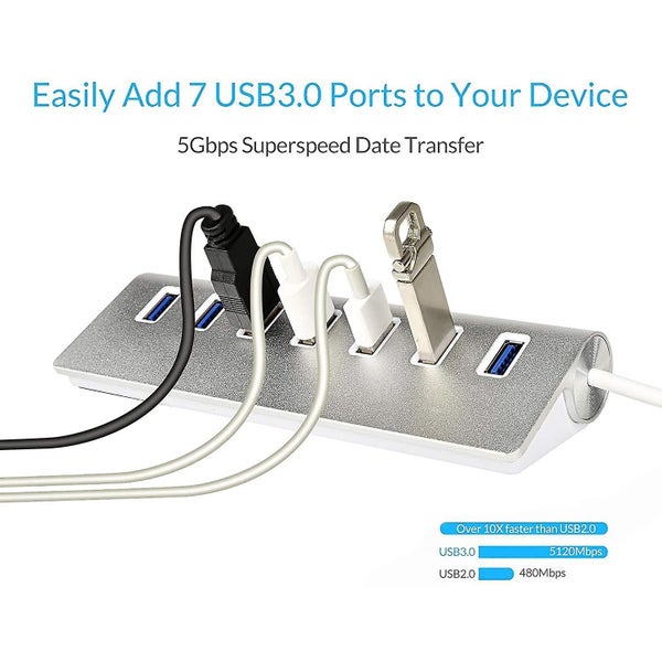 7-port Usb 3.0 Aluminum Portable Data Hub - Perfect For Desktop Pc Carousel 5