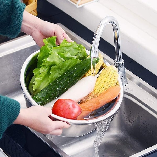 Multifunctional Stainless Steel Basin, Stainless Steel Sieve Set, 3-part, Kitche Carousel 2