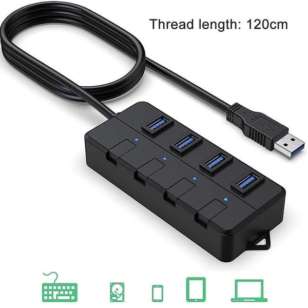 Usb 3.0 Hub, 4-port Usb Hub Splitter With Extended 0.6m / 1.2m Cable, Data Hub W Carousel 2