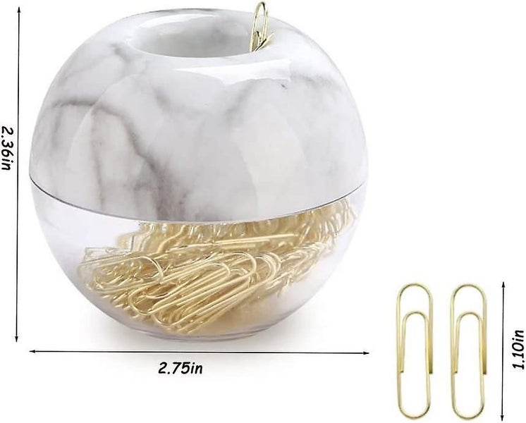 Compatible Magnetic Paper Clip Holder Marble White Holder With Gold Paper Clips Carousel 2