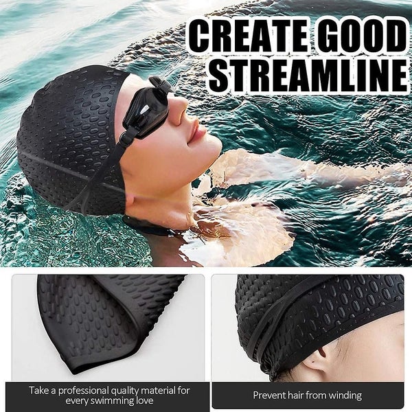 Silicone Swim Cap,comfortable Bathing Cap Ideal For Curly Short Medium Carousel 5