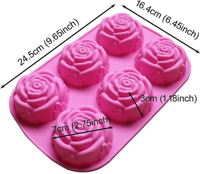 Silicone Mold For Handmade Soap, Cake, Jelly, Pudding, Chocolate, 6 Cavity Rose Carousel 2