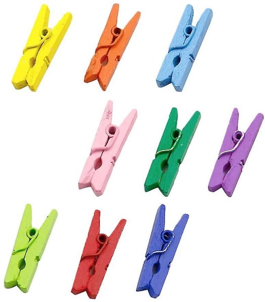 100pcs Mini Clothespins Wooden Clips, Clothes Pins Colored, Mini Natural Wooden Carousel 1