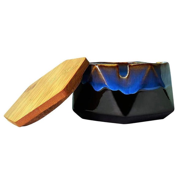 Ceramic Ashtray With Lid, Windproof Design And Geometric Shape Color Gradient , Carousel 2