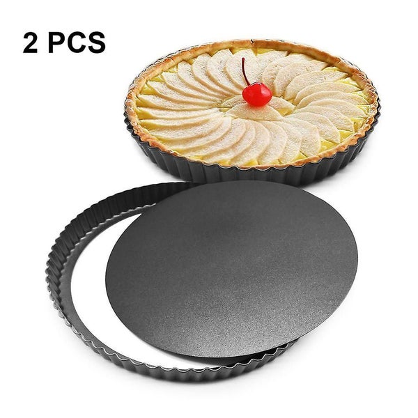 2pcs 8.8 Inches Non-stick Removable Loose Bottom Quiche Tart Pan Carousel 1