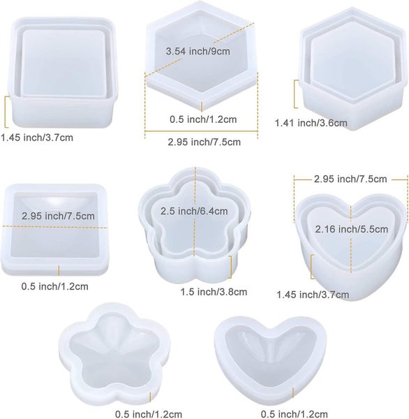 Resin Molds, Box Resin Mold Silicone Mold Resin In Heart Hexagon Square Flower S Carousel 2