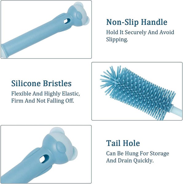 2pcs Silicone Bottle Washer, Long Bottle Brush For Cleaning, Baby Water Bottle Carousel 2