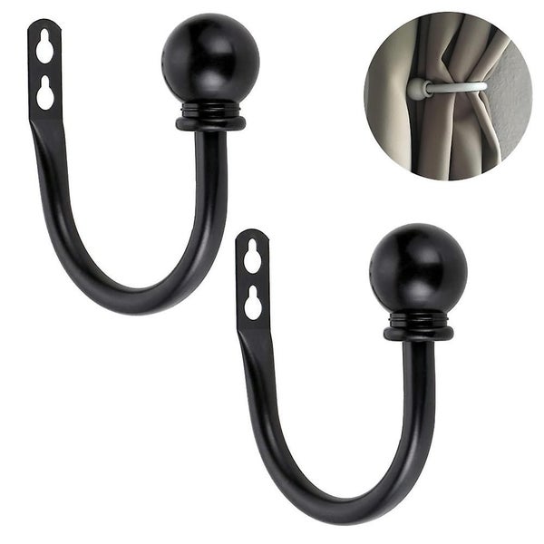 1 Pair Circle Ball Curtain Holdbacks, U Shaped Hook Wall Mounted Carousel 2