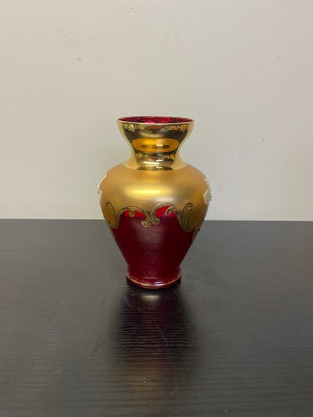 Vintage Murano Glass Ruby Red 24k Gold Gilt Carousel 2
