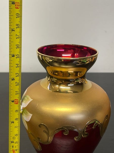 Vintage Murano Glass Ruby Red 24k Gold Gilt Carousel 8