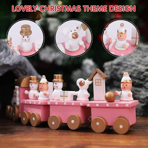 Christmas Wooden Train Rail Winter Wonderland Train Mini Train Decor Set For Chr Carousel 2