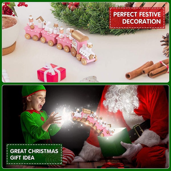Christmas Wooden Train Rail Winter Wonderland Train Mini Train Decor Set For Chr Carousel 5