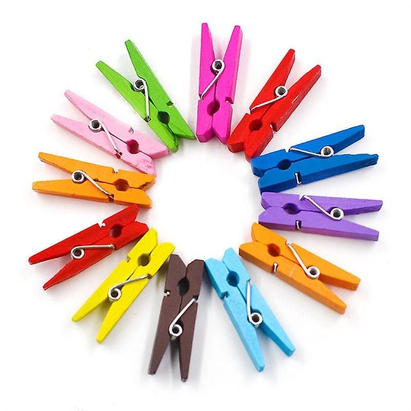 Pack Of 20 Wooden Clothes Pegs Arts Mini Clips Natural Scrapbooking Carousel 1