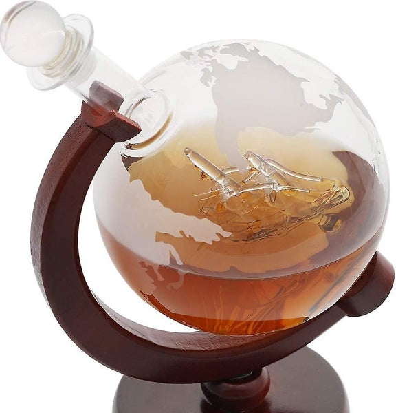 Whiskey Decanter In Globe Design - World Globe Decanter Made Of Glass With Saili64357958064129111