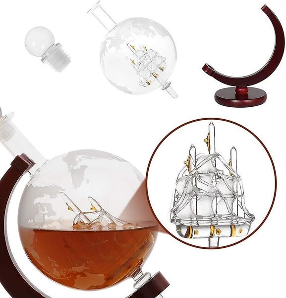 Whiskey Decanter In Globe Design - World Globe Decanter Made Of Glass With Saili64357958064129112
