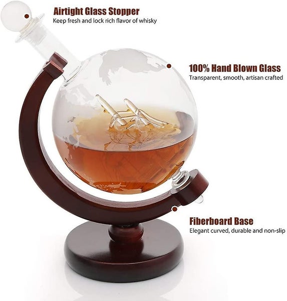Whiskey Decanter In Globe Design - World Globe Decanter Made Of Glass With Saili64357958064129113