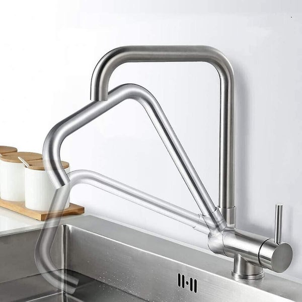 Folding Kitchen Tap 360 Swivel Sink Mixer Brushed Nickel Steel Kitchen Taps For Carousel 1