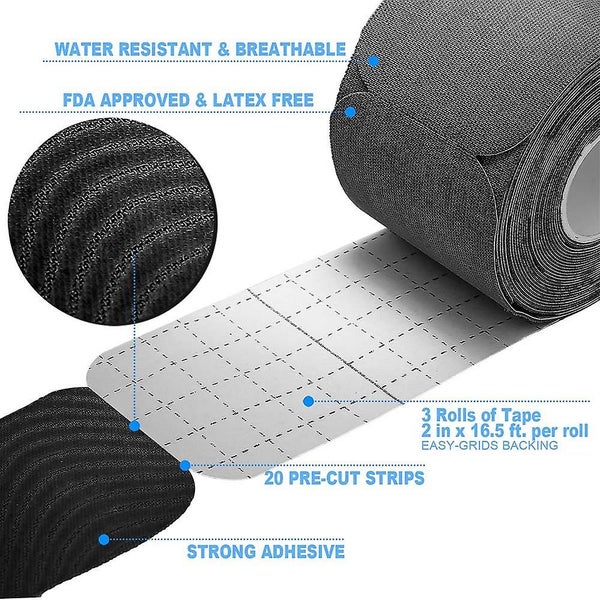 Kinesiology Sports Tape, Latex Free, Water Resistant, Therapeutic Tape 3PCS Carousel 2