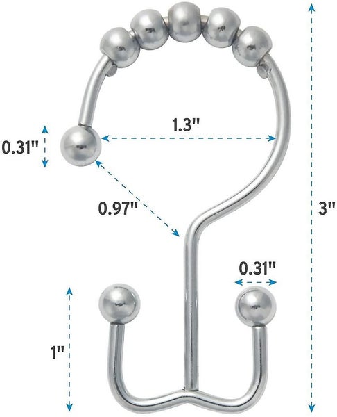 12pcs Shower Curtain Hooks Rings, Rust-resistant Metal Double Glide Carousel 1