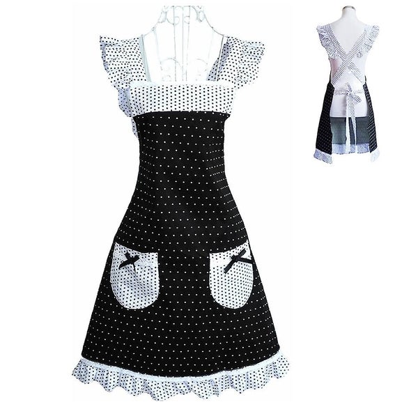 Fashion Lace Floral Apron Frill Lace Polka Dot Kitchen Cooking Aprons For Women Carousel 2