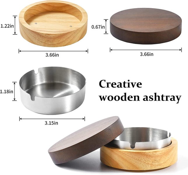 Cute Ashtrays For Cigarettes Ash Tray With Lid Wooden Ashtray With Stainless St Carousel 5