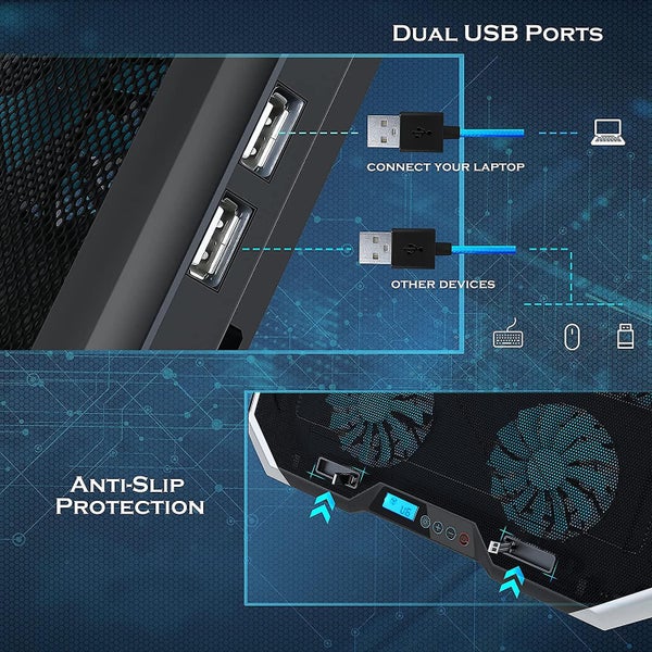 Laptop Cooling Pad With 6 Quiet Fans, Laptop Cooler Adjustable Height Prevent Ov Carousel 5