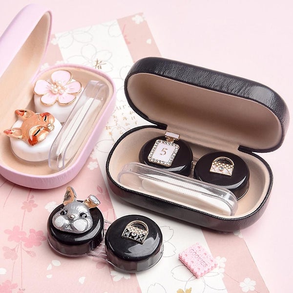 Cute Contact Lens Case Travel Kit Portable Contact Case Container With 2 Contac Carousel 5