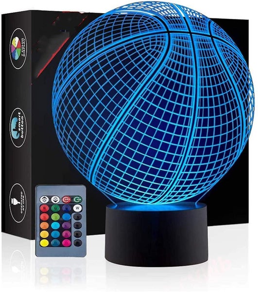 Basketball 3d Illusion Birthday Gift Lamp , 16 Colors Changing Touch Switch Xmas Carousel 1