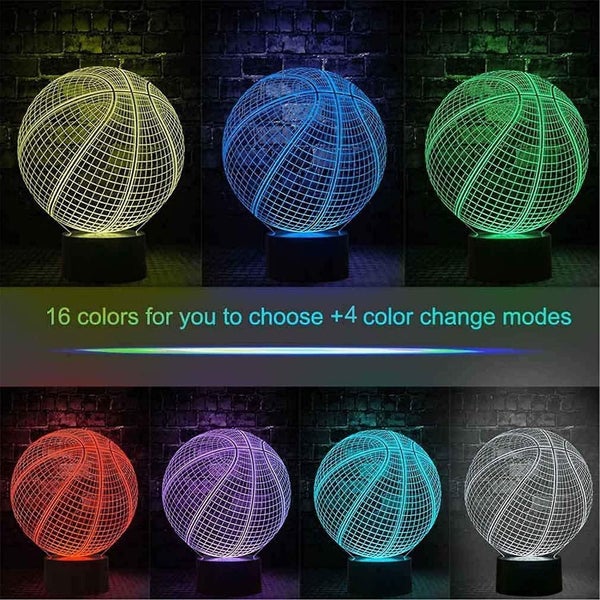 Basketball 3d Illusion Birthday Gift Lamp , 16 Colors Changing Touch Switch Xmas Carousel 2