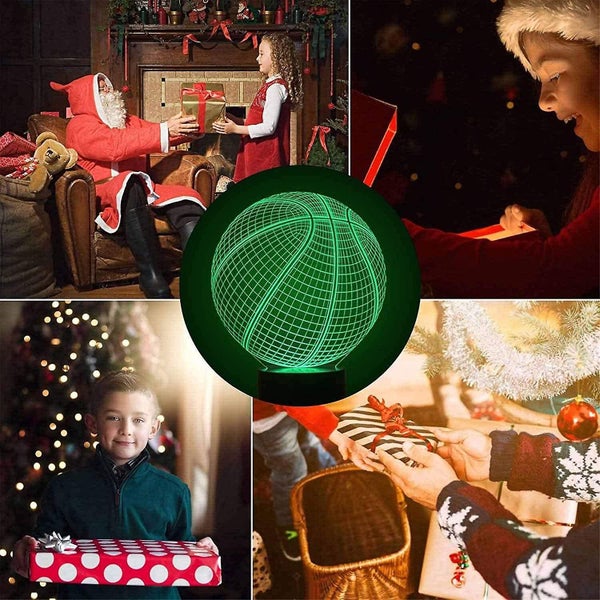 Basketball 3d Illusion Birthday Gift Lamp , 16 Colors Changing Touch Switch Xmas Carousel 4