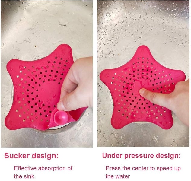Sink Cover, 4 Pcs Shower Drain Silicone Non-slip Hair Filter Carousel 2