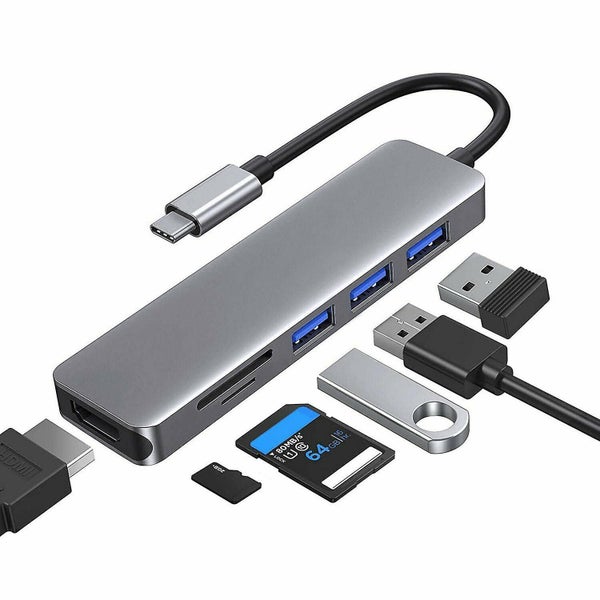 Usb C Hub Adapter, 6 In 1 Type C Hub, Aluminum Alloy Usb C Adapter With 4k Hdmi, Carousel 1