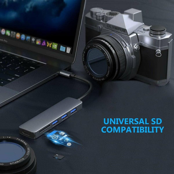 Usb C Hub Adapter, 6 In 1 Type C Hub, Aluminum Alloy Usb C Adapter With 4k Hdmi, Carousel 5