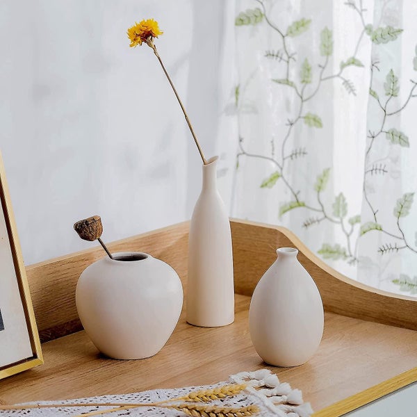 Ceramic Vase Set Of 3, Small Flower Vases For Rustic Home Decor, Modern Farmhous Carousel 5